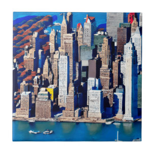 Flygvy över Manhattan Mönster Kakelplatta