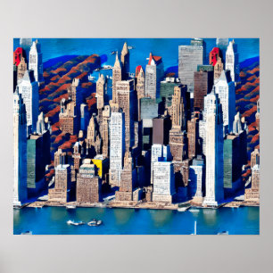 Flygvy över Manhattan Mönster Poster