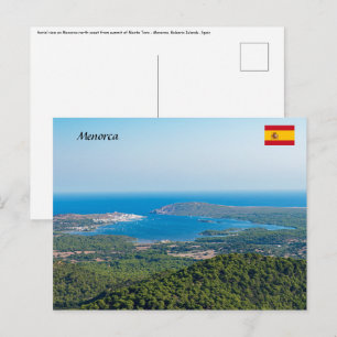 Flygvy över Menorca från toppen av Monte Toro Vykort