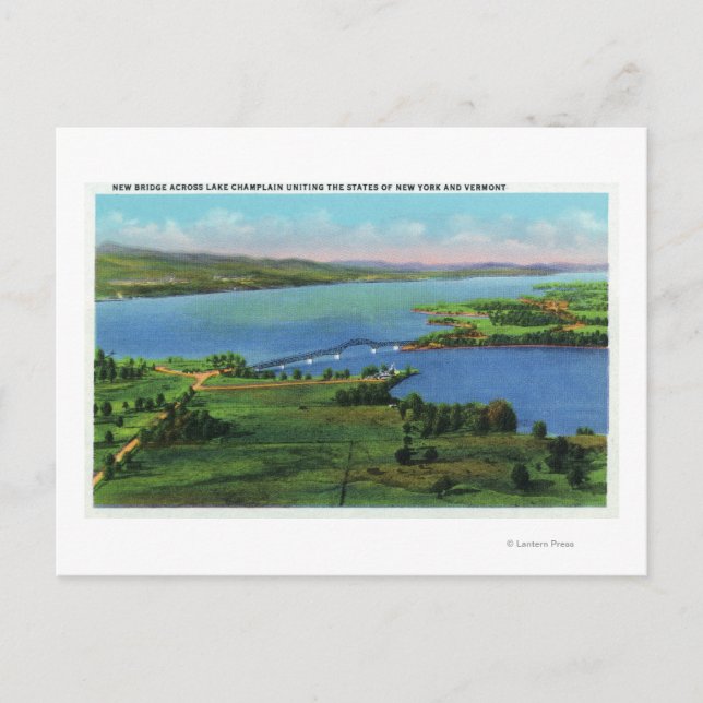 Flygvy över New Bridge Connecting NY and VT Vykort (Framsida)