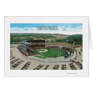 Flygvy över New Milwaukee County Stadium Hälsningskort