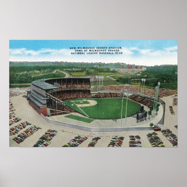Flygvy över New Milwaukee County Stadium Poster (Framsidan)
