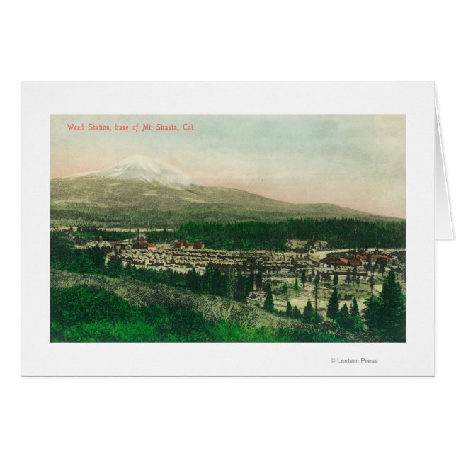 Flygvy över Ogräs Station vid Mt. Shasta Base Hälsningskort (Framsidan Horizontal)