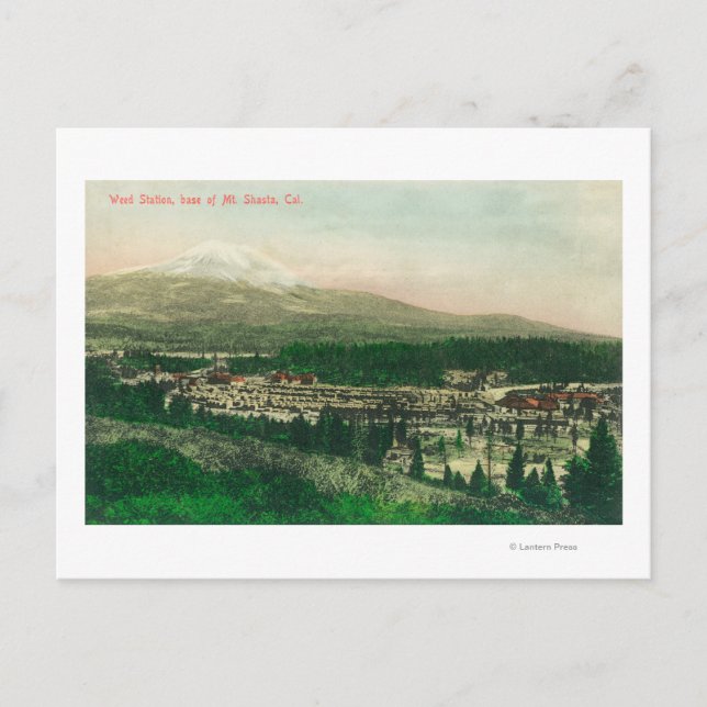 Flygvy över Ogräs Station vid Mt. Shasta Base Vykort (Framsida)