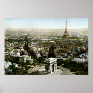 Flygvy över Paris, Frankrike Vintage Poster