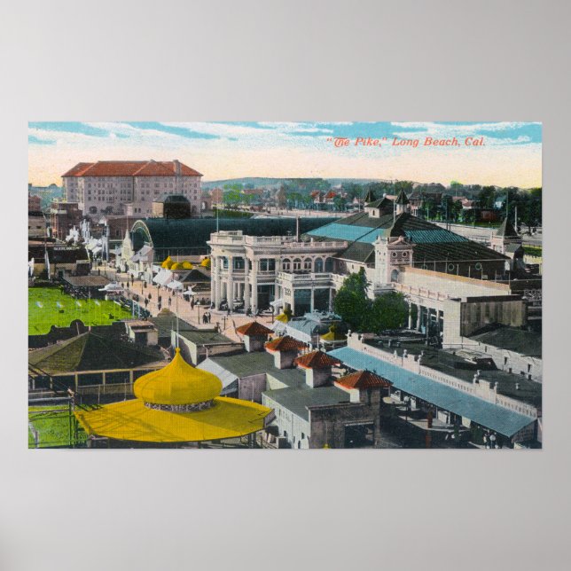 Flygvy över PikeLong Beach, CA Poster (Framsidan)