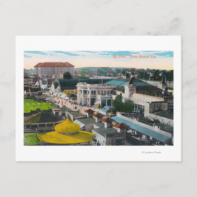 Flygvy över PikeLong Beach, CA Vykort (Framsida)