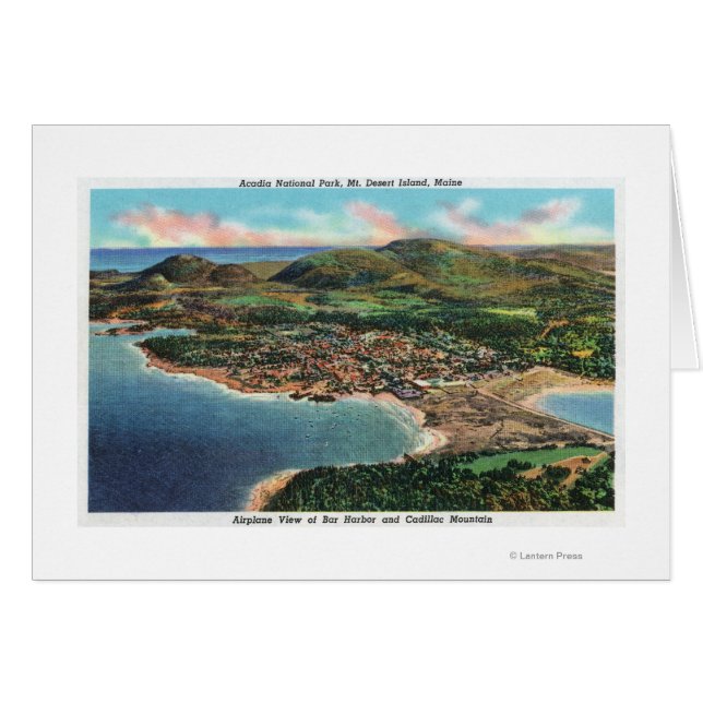 Flygvy över Pub Harbour och Cadillac Hälsningskort (Framsidan Horizontal)