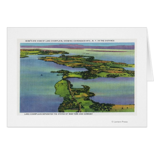 Flygvy över Sjö, NY och VT-delning Hälsningskort (Framsidan Horizontal)