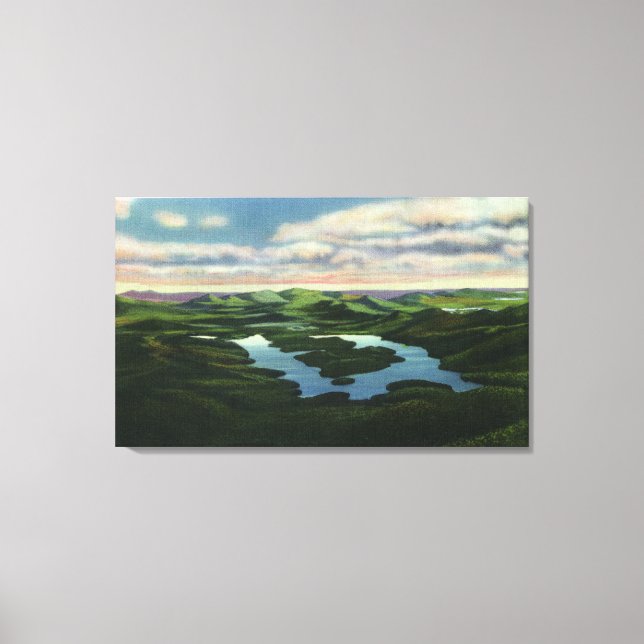 Flygvy över Sjö Placid Canvastryck (Framsida)