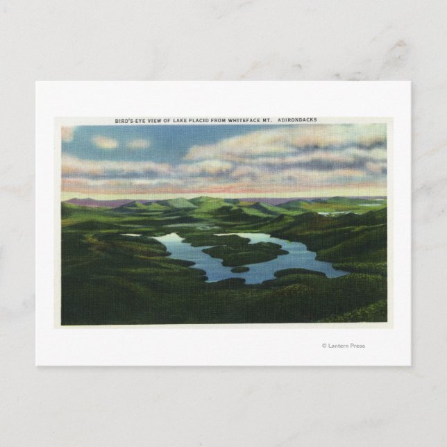 Flygvy över Sjö Placid Vykort (Framsida)