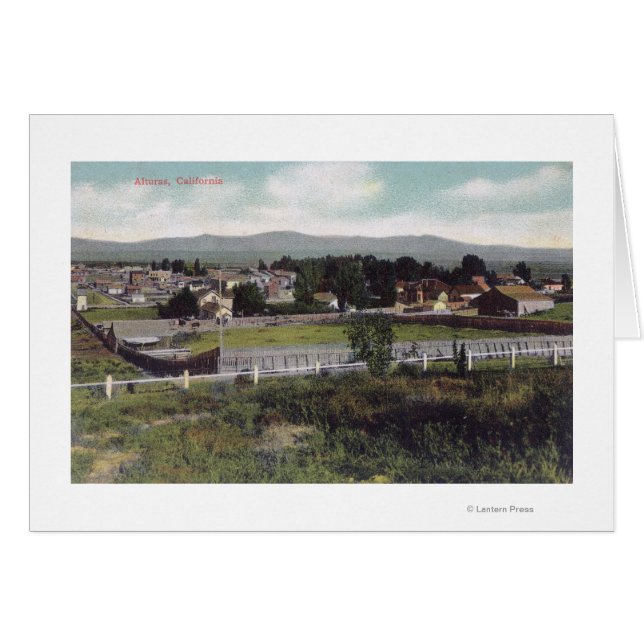 Flygvy över staden Alturas, CA Hälsningskort (Framsidan Horizontal)