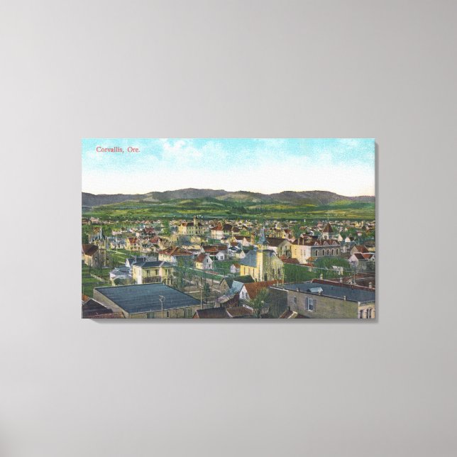 Flygvy över staden Corvallis, ELLER Canvastryck (Framsida)