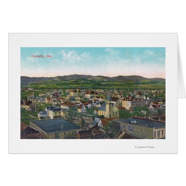 Flygvy över staden Corvallis, ELLER Hälsningskort (Framsidan Horizontal)