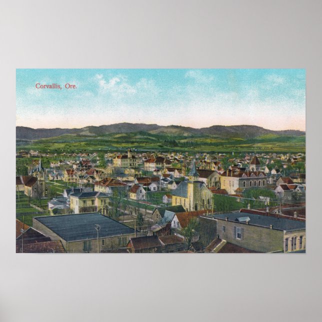 Flygvy över staden Corvallis, ELLER Poster (Framsidan)
