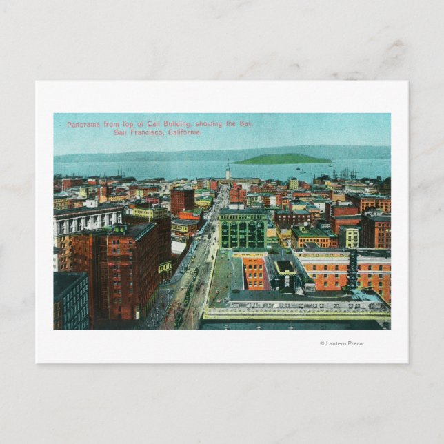 Flygvy över staden från Byggnaden för samtal Vykort (Framsida)