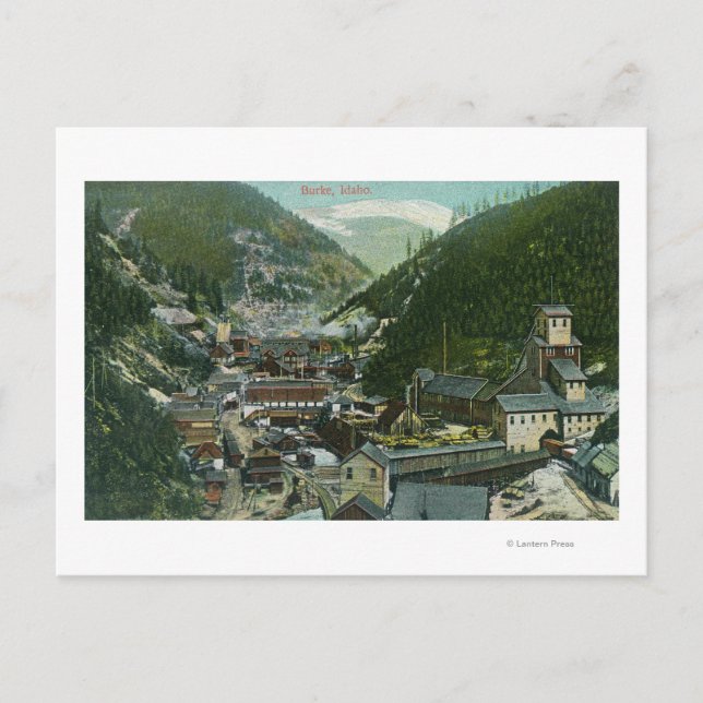 Flygvy över staden och MountainsBurke, ID Vykort (Framsida)