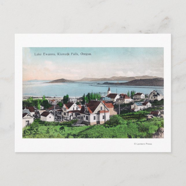 Flygvy över staden och Sjö Ewauna Vykort (Framsida)