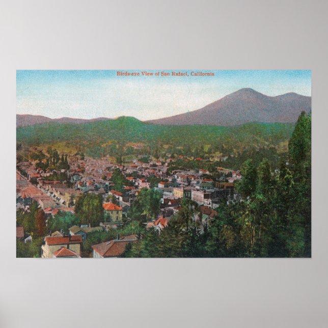 Flygvy över staden San Rafael, CA Poster (Framsidan)