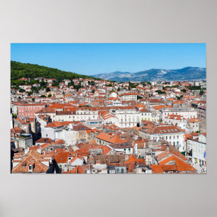 Flygvy över staden Split - Dalmatien, Kroatien Poster