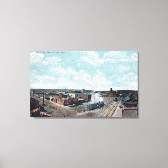 Flygvy över staden Sprague, WA Canvastryck (Framsida)
