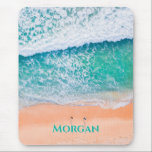 Flygvy över Teal Vågar, folk på Beach, Namn Musmatta<br><div class="desc">Aerus syn på teal vågar och människor som går på stranden med namn.</div>