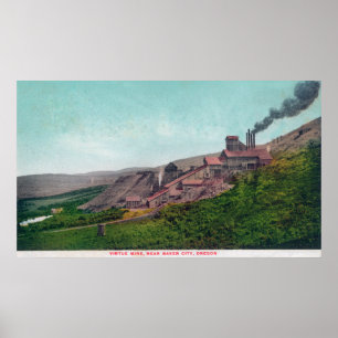 Flygvy över virtue MineBaker City, ELLER Poster
