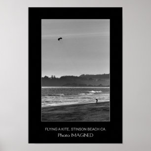 FLYING A KITE, STINSON BEACH CA, USA POSTER