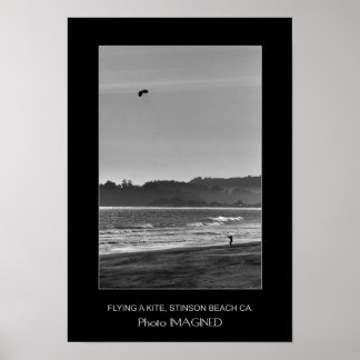 FLYING A KITE, STINSON BEACH CA, USA POSTER