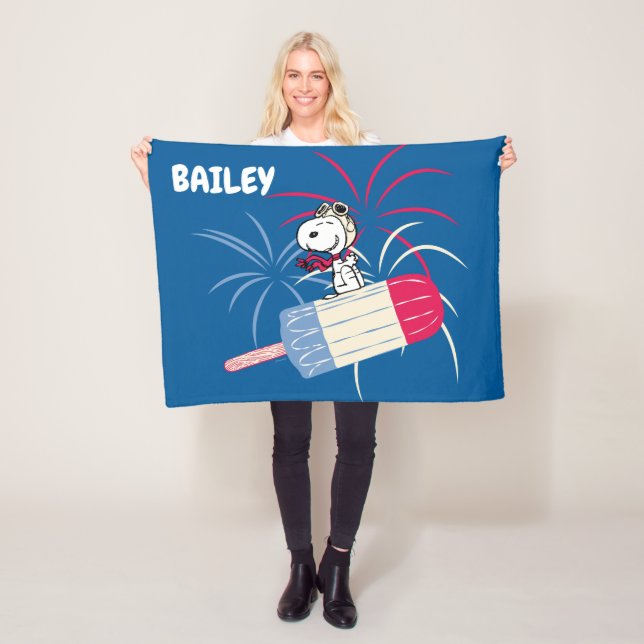 Flying Ace Snoopy on Ice Pop Fleecefilt (På plats)