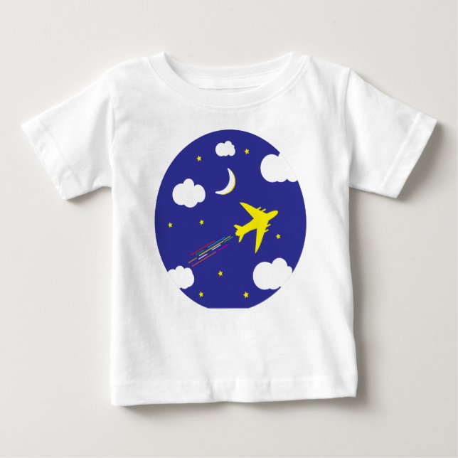 flying aeroplane in night sky t shirt (Framsida)