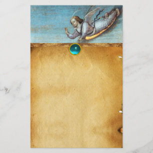 FLYING ANNUNCIATION ANGEL Parchment Blue Sapphire Brevpapper