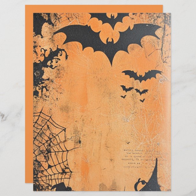 Flying Bats Halloween Scrapbook Paper (Fram/baksida)