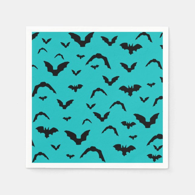 Flying bats on teal pappersservett (Framsidan)