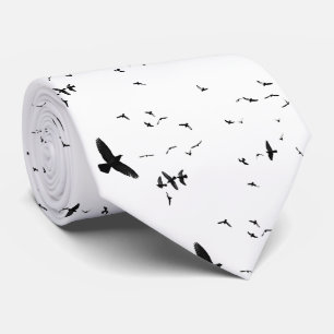 Flying Birds Black and White Neck Tie Slips