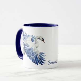 Flying Blue Svan Floral Monogram Mugg
