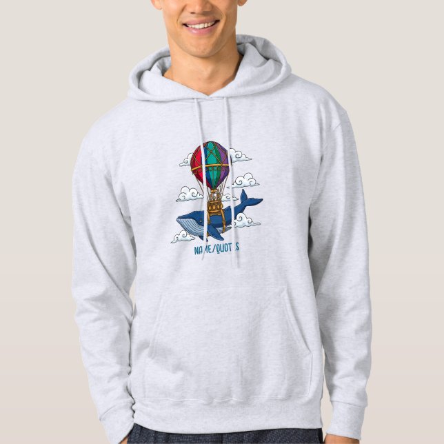 Flying Blue Whale with Hot Air Balloon Hoodie (Framsida)