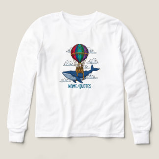 Flying Blue Whale with Hot Air Balloon T Shirt