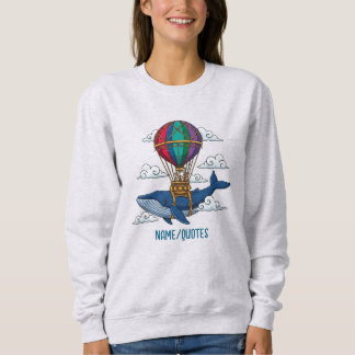 Flying Blue Whale with Hot Air Balloon T Shirt