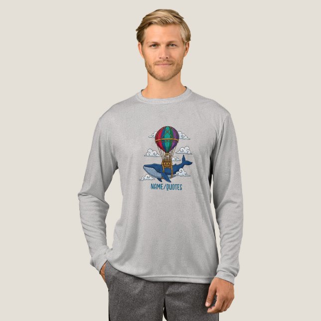 Flying Blue Whale with Hot Air Balloon T Shirt (Hel framsida)