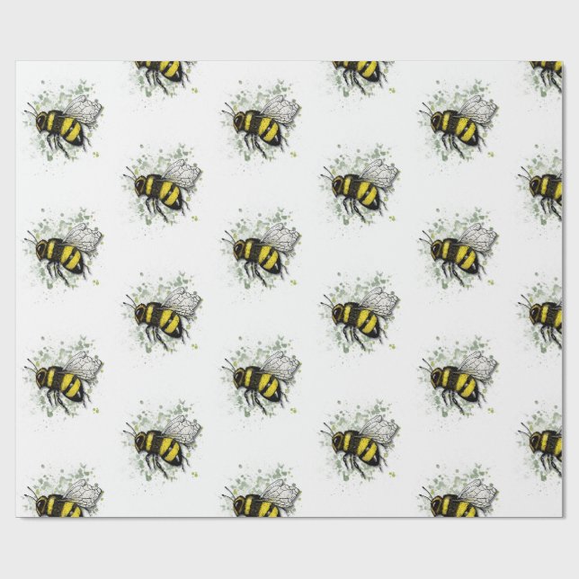 Flying Bumble BEE, Freehand Digital Drawing Insect Presentpapper (Platt)