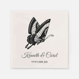 Flying Butterfly Custom Name Paper Napkin Pappersservett