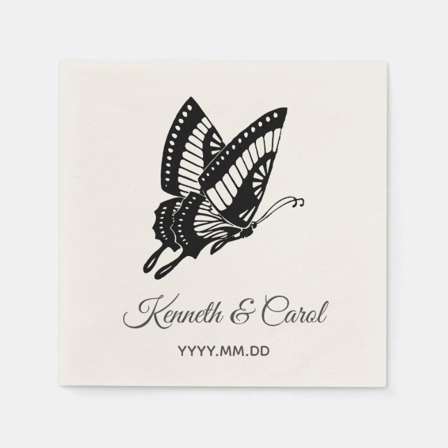 Flying Butterfly Custom Name Paper Napkin Pappersservett (Framsidan)