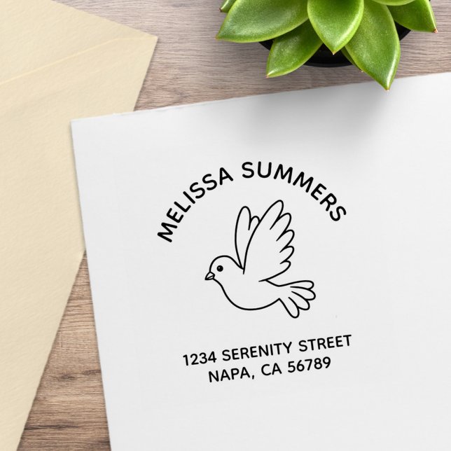 Flying Cartoon Dove Pigeon Bird Address Stämpel (Skapare uppladdad)
