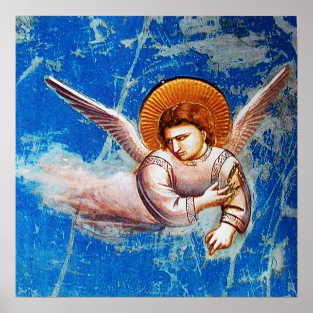 FLYING CHRISTMAS ANGEL I BLÅ HIMMEL POSTER (Framsidan)
