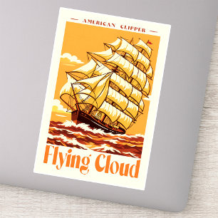 Flying Cloud Amerikansk Klipper Segelfartyg Vintag Klistermärken