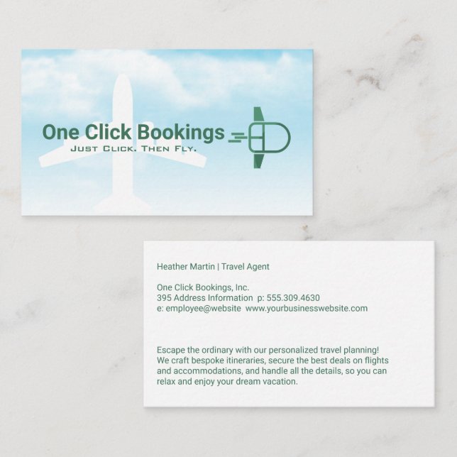 Flying Computer Mouse | Travel Agency Visitkort (Fram/baksida)