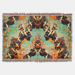 FLYING CRANES WITH VÅR BLOMMOR Japansk Blommigt Filt