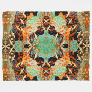 FLYING CRANES WITH VÅR BLOMMOR Japansk Blommigt  Fleecefilt