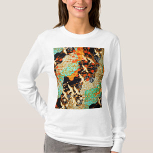 FLYING CRANES WITH VÅR BLOMMOR Japansk Blommigt T Shirt